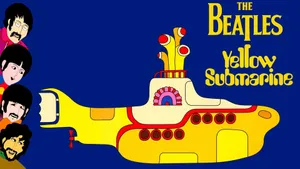A Colorful Journey Underwater With The Yellow Submarine Wallpaper
