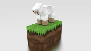 A Colorful Minecraft Sheep Grazing In A Lush Green Field Wallpaper