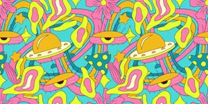A Colorful Pattern With A Lot Of Different Objects Wallpaper