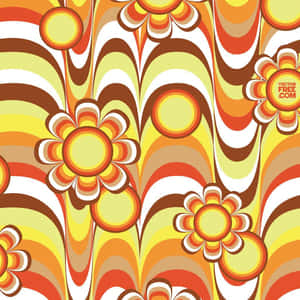 A Colorful Pattern With Flowers And Swirls Wallpaper