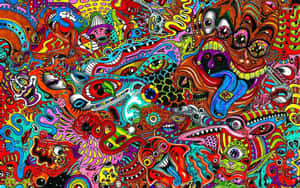 A Colorful Psychedelic Art Piece With Many Different Colors Wallpaper