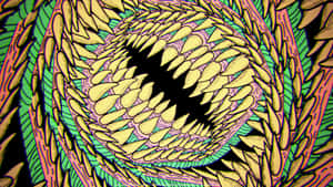 A Colorful Psychedelic Design With A Large Mouth Wallpaper