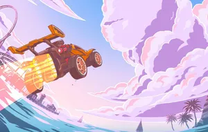 A Colorful Race In Rocket League Wallpaper