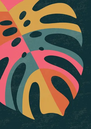 A Colorful Tropical Leaf On A Dark Background Wallpaper