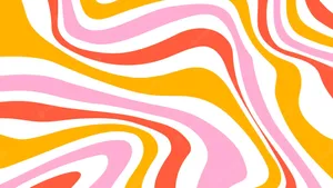 A Colorful Wavy Pattern With Pink, Yellow And Orange Colors Wallpaper