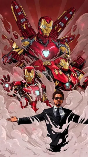 A Comic Book Cover With Iron Man And His Friends Wallpaper