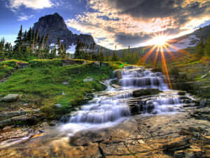 A Cool Tropical Waterfall Scenery Wallpaper