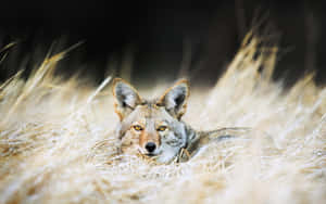 A Coyote Subtly Merging With Nature Wallpaper