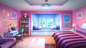 A Cozy And Colorful Kawaii-inspired Room Interior Wallpaper