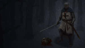 A Crusader Towers Over A Picturesque Landscape Wallpaper