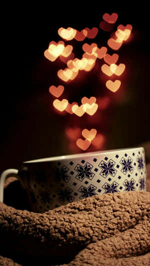 A Cup With Hearts On It Wallpaper