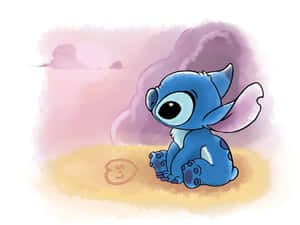 A Cute Baby Stitch Enjoying Some Downtime. Wallpaper