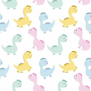 A Cute Dinosaur Pattern With The Sparking Background Wallpaper