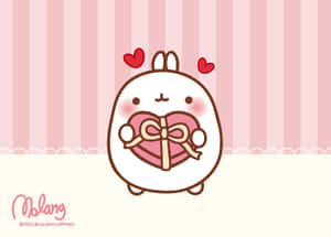 A Cute Kawaii Bunny Holding A Heart Wallpaper