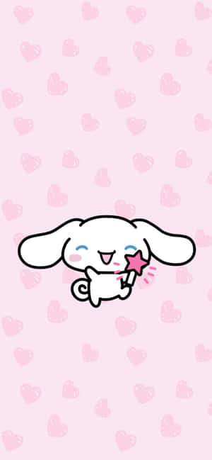 A Cute Kawaii Bunny Holding A Pink Star Wallpaper