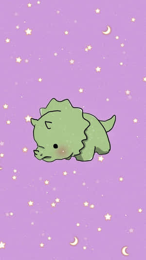 A Cute Little Dinosaur Laying On A Purple Background Wallpaper