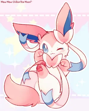 A Cute Little Pokemon With A Pink Bow Wallpaper