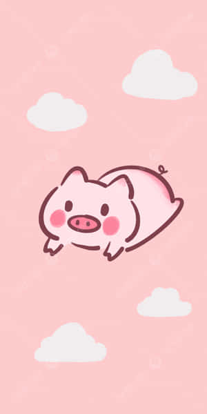 A Cute Pig Flying In The Sky With Clouds Wallpaper