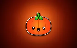 A Cute Pumpkin On A Red Background Wallpaper