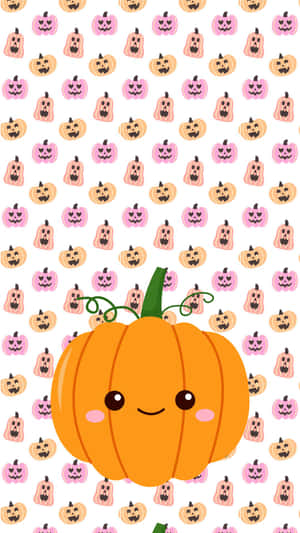 A Cute Pumpkin Smiling In A Warm Autumn Setting Wallpaper