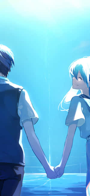 A Cute, Romantic Moment Between Two Anime Lovers. Wallpaper