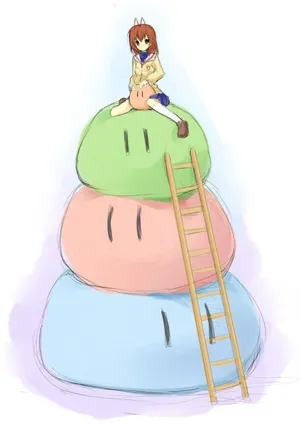 A Cute Trio Of Clannad Dango Characters Wallpaper