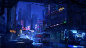 A Cyberpunk Aesthetic Scene Wallpaper