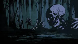 A Dark And Mysterious Artwork Featuring A Ghostly Figure. Wallpaper