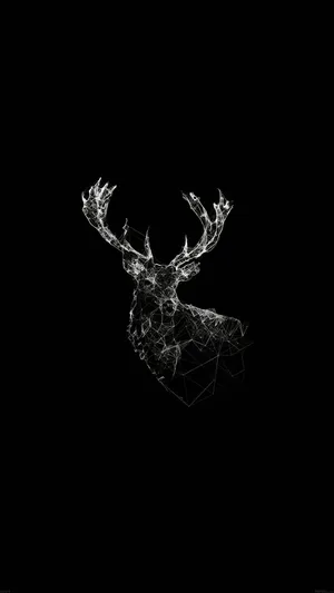 A Deer With Horns On A Black Background Wallpaper