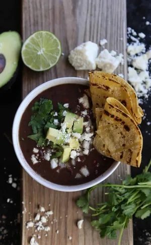 A Delicious Bowl Of Black Bean Soup To Tantalize Your Taste Buds.
