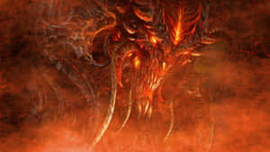 A Demon With A Fiery Head In The Background Wallpaper