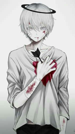 A Depressed Anime Boy Looks Away With A Sense Of Sorrow. Wallpaper