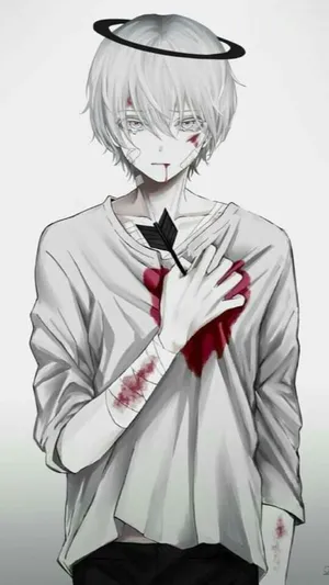 A Depressed Anime Boy Looks Away With A Sense Of Sorrow. Wallpaper