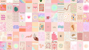 A Desktop Wallpaper With A Pastel Pink Collage Wallpaper