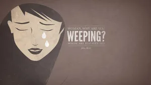 A Divine Painting Of Mary Magdalene Gazing Towards Heaven Wallpaper