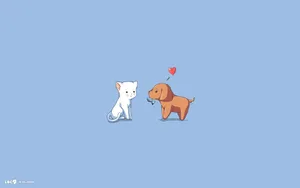 A Dog And Cat Are Standing Next To Each Other Wallpaper