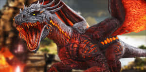 A Dragon With Red And Black Wings Wallpaper