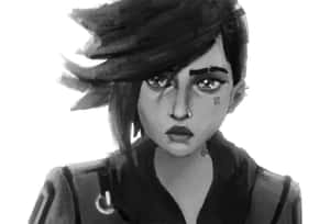 A Drawing Of A Girl With Black Hair And A Tattoo Wallpaper