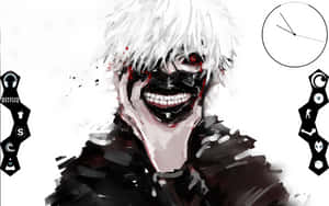 A Drawing Of A Man With White Hair And A Clock Wallpaper