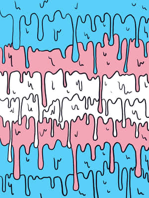 A Drawing Of A Pink And Blue Dripping Pattern Wallpaper