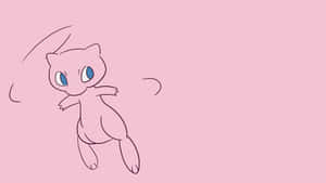 A Drawing Of A Pink Cat Flying In The Air Wallpaper