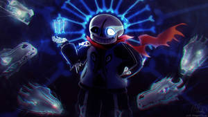 A Fan Art Digital Illustration Of The Character Blue Sans. Wallpaper
