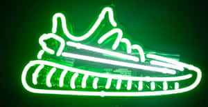 A Fashionable Pair Of Neon Shoes Lighting Up The Floor. Wallpaper