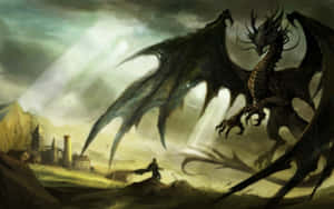 A Fearsome 1080p Dragon Flying In The Air. Wallpaper