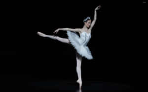 A Female Ballet Dancer In White Tutu And White Feathers Wallpaper