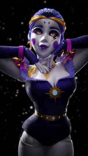 A Female Character With Purple Hair And Purple Eyes Wallpaper