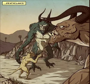 A Ferocious Deathclaw Roaring In Battle Wallpaper