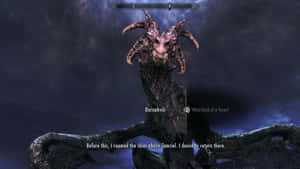 A Ferocious Dragon Soars Above A Fierce Battle In Skyrim Dawnguard Wallpaper