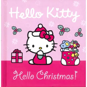 A Festive Hello Kitty Christmas Scene, With A Christmas Tree, Decorations And Cosy Fireplace Wallpaper