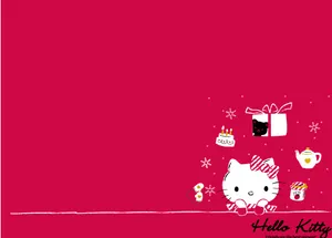 A Festive Hello Kitty In Xmas Gear Wallpaper